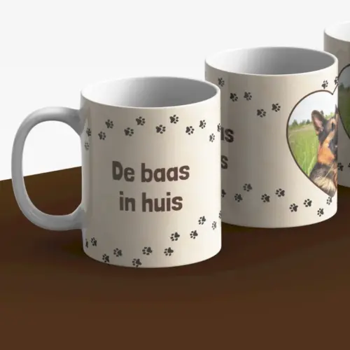 Mok met foto en tekst van hond