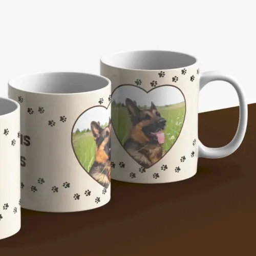 Mok met foto en tekst van hond